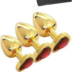 Hisionlee 3PCS Anal Plug Set Cleaning Toy of Anus Sex Heart Sexy Toys Anal Butt Plugs for Women and Men Couple Red