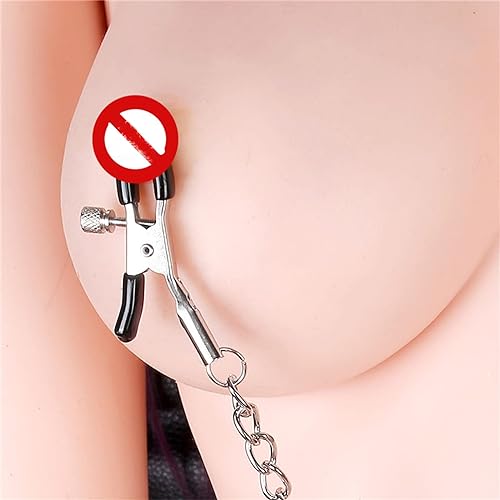 Adjustable Nipple Clips,Reusable Nipple Clamps,Breast Clip Massager Clamps Non Piercing Body Jewelry Couple Flirting Toy,Women Body Chain with Adjustable Clamp Clips Nipple Clips-2 Chains
