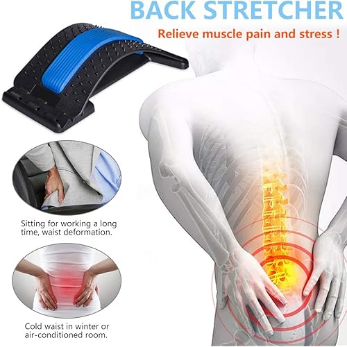 Back Stretcher, Lumbar Back Pain Relief Device, Spine Board, Back Cracker, Multi-Level Back Massager Lumbar, Pain Relief for Herniated Disc, Sciatica, Scoliosis, Lower and Upper Back Stretcher Support