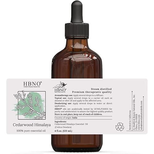 HBNO Cedarwood Himalayan Essential Oil 4oz 120ml - 100% Pure & Natural Cedarwood Essential Oil - Perfect Cedarwood Oil for Aromatherapy, DIY, Candle Making, Soap Making, Diffuser