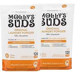 Molly's Suds Original Laundry Detergent Powder | Natural Laundry Detergent for Sensitive Skin | Earth-Derived Ingredients, Stain Fighting | Citrus Grove Scented, 2 Pack 240 Loads Total