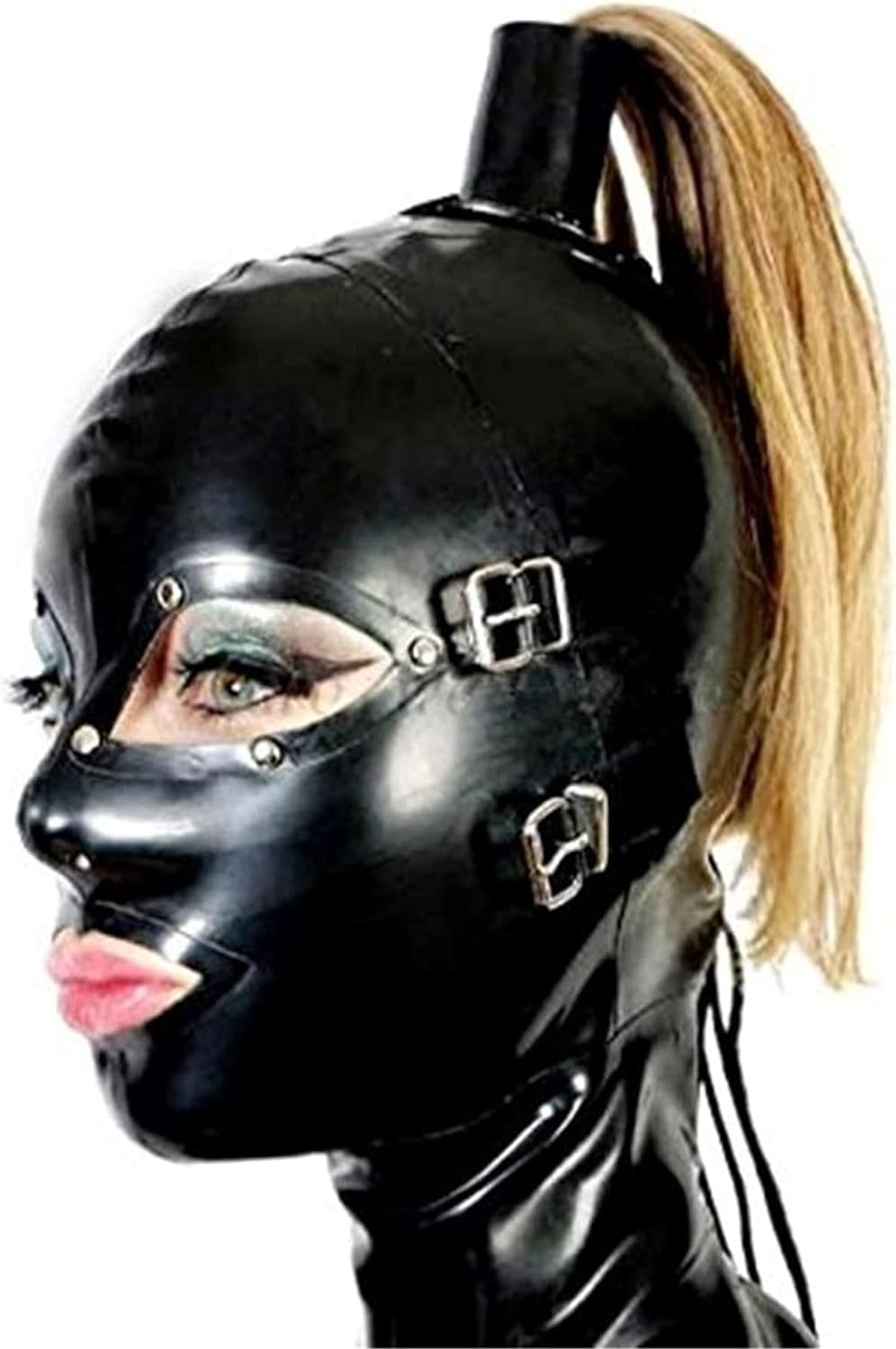 MFMYEE BDSM Latex Mask Rubber Fetish Complete Erotic Restrictions Bondage Mask,Halloween mask,Wig Headgear