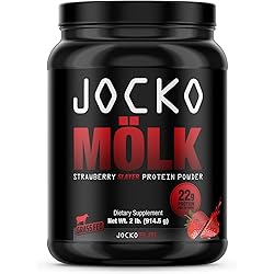 Jocko Mölk - 100% Grass-Fed Whey Isolate Protein Powder - Strawberry Flavor - Sugar-Free Monkfruit Blend - Amino Acids and Probiotics - 31 Servings - 2 Pounds