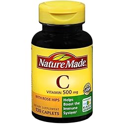 Nature Made Vitamin C 500mg with Rose Hips, 130 Tablets Pack of 3