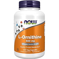 NOW Supplements, L-Ornithine L-Ornithine Hydrochloride 500 mg, Amino Acid, 120 Veg Capsules
