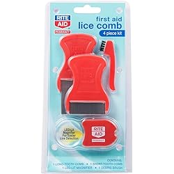 Rite Aid Head Lice Comb Kit with LED Magnifier - 4 Piece Kit | for Head Lice Treatment & Nit Removal
