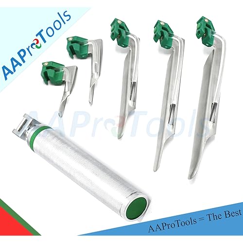 AAProTools Airway Intubation Deluxe Conventional Set - Five Blades Straight and One Handle, First Responder Kit