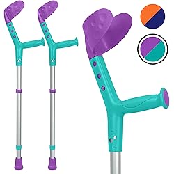 ORTONYX Kids Walking Forearm Crutches 1 Pair Good for Children and Short Adults up to 220lb - Adjustable Arm Support- Lightweight Aluminum - Ergonomic Handle with Comfy Grip