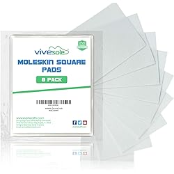 ViveSole Moleskin Squares for Feet, Blister Tape, 8 Pack 4.5"x3.5" - Shoe Padding Bandage Protection, Self Adhesive Prevention Pads - for Heel, Callus, Foot Pain, Friction, Sore Spots - Heavy Duty