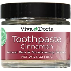 Viva Doria Fluoride Free Natural Mineralizing Toothpaste - Cinnamon 3 oz Glass jar