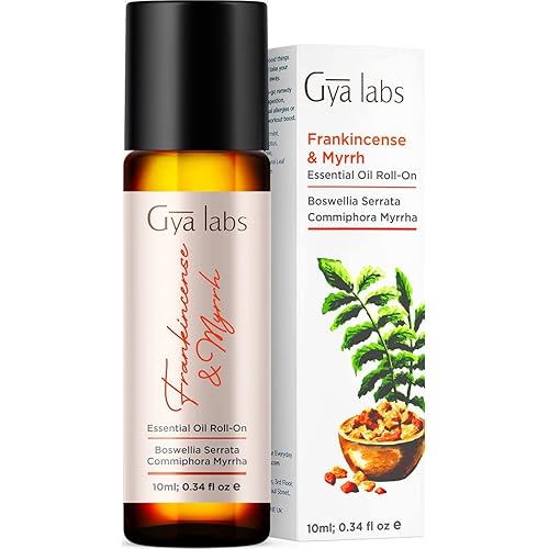 Gya Labs Frankincense & Myrrh Essential Oil Roll-On 10ml - Deep, Earthy Scent