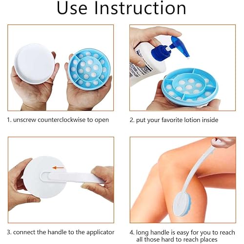 JJHREI Lotion Applicator for Back Self - Foldable Long Handled Sunscreen Applicator Easy Reach for Lotion, Cream, Bath Gel on Back, Leg and Feet