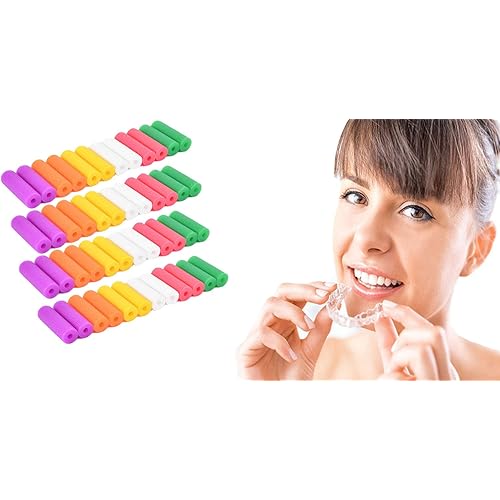 KISEER 48 Pcs Colorful Orthodontic Aligner Trays Chewies for Aligner Chompers Aligner Trays Seaters, 6 Color