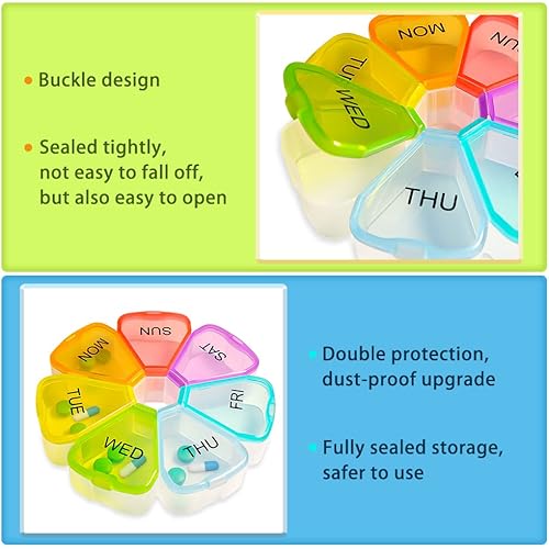Weekly 7 Day Large Pill Organizer, Travel Pill Box, Pill case, Medicine Organizer, Pill Container, Pill Box 7 Day, Pill Dispenser, Medication Organizer, Pill Organizer Weekly
