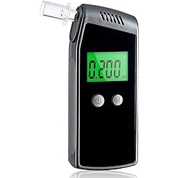 QTlier Portable Breathalyzer Tester with USB Rechargeable,Professional-Grade Accuracy Alcohol Tester with Warning and Memory Function for Home Use（10 Mouthpieces