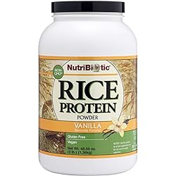 NutriBiotic – Vanilla Rice Protein, 3 Lb 1.36kg | Low Carb, Keto-Friendly, Vegan, Raw Protein Powder | Grown & Processed without Chemicals, GMOs or Gluten | Easy to Digest & Nutrient Rich