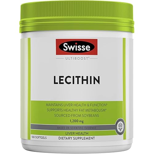 Swisse Soy Lecithin 1200mg Softgels Capsules | Maintains Liver Health and Function | Supports Fat Metabolism | Choline Lecithin Supplement 1200 mg | 180 Softgels