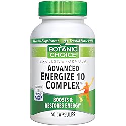 Botanic Choice Advanced Energize 10 Complex - Adult Daily Supplement - Promotes Energy Stamina and Vitality Supports Adrenal Health Eases Stress and Enhances Positive Mood 60 Pcs