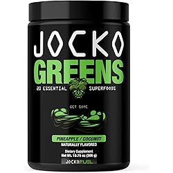 Jocko Greens Powder - Greens & Superfood Powder for Healthy Green Juice - Keto Friendly with Spirulina, Chlorella, Digestive Enzymes, Probiotics - 30 Servings PineappleCoconut Flavor