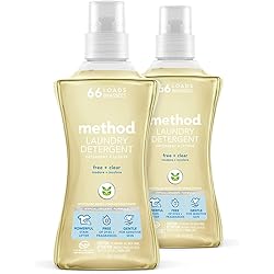 Method Laundry Detergent, Free Clear, 53.5 Fluid Ounces, 66 Loads, 2 pack, Packaging May Vary