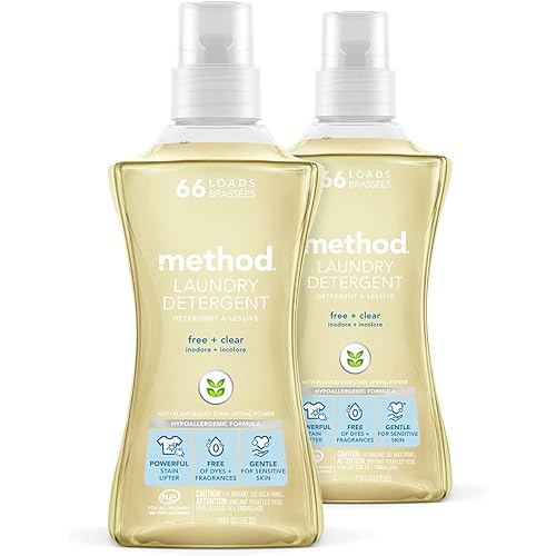 Method Laundry Detergent, Free Clear, 53.5 Fluid Ounces, 66 Loads, 2 pack, Packaging May Vary