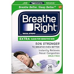 Breathe Right Extra Strength Clear Drug-Free Nasal Strips for Congestion Relief, 78 Count