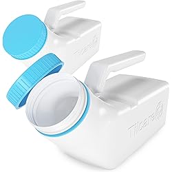 Urinals for Men Glow in The Dark Lid by Tilcare 2 Pack - 32oz1000mL Thick Plastic Mens Bedpan Bottle with Screw-on Lid - Spill Proof Urinary Chamber - Male Portable Travel Pee Bottles