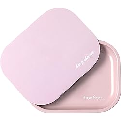 Cute Small Mini Pink Rolling Tray, Premium Metal Rolling Tray with PVC Soft Magnetic Lid, Perfect Storage for Home or On-The-Go, 7" X 5.5&#34