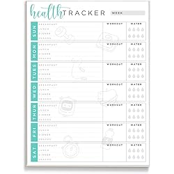 Tiny Expressions - Weekly Health & Wellness Tracker Journal 8.5 x 11 - 55 page Notepad | Meal, Water, Fitness & Exercise Planner for Adults | Full Year Daily Weight Loss Notebook for Women & Men