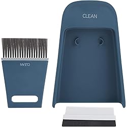 Desktop Cleaning Tools, Table Cleaning Broom Broom Dustpan Set, High Hardness High Elasticity for Home OfficeNavy blue