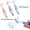 Wenplus 4 Pieces Denture Cleaning Brush Double Sided Denture Toothbrushes Portable False Teeth Brush, 4 Colors WEP-247O