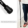 UNLICON Walking Cane with Offset Handle, Portable Lightweight Adjustable Height Walking Stick with Carrying Strap, Medical Cane for Elderly Men and Women Black
