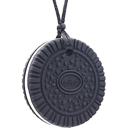 Chew Necklace for Boys and Girls - Silicone Chewable Pendant for Autism, Chewing, ADHD, SPD, Sensory Oral Motor Aids for Kids, Chewy Toy for Adults Black