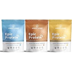 Epic Protein Bundle - Original, Chocolate Maca & Vanilla Lucuma 20-26g Organic Plant-Based Protein Powder, Vegan, Superfoods | 1lb, 12 Servings