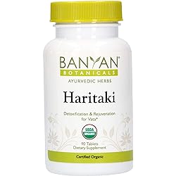 Banyan Botanicals Haritaki – Certified Organic Haritaki Tablets – Terminalia Chebula – Supports Detoxification & Rejuvenation – 90 Tablets – Sustainably Sourced Certified Fair for Life Fair Trade