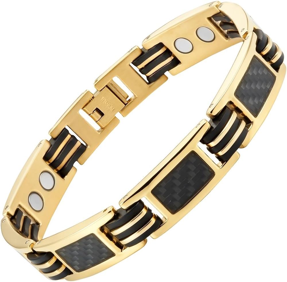 Willis Judd Bracelets For Men Gold Bracelets For Men Titanium Mens Bracelet Black Carbon Fibre Size Adjustable