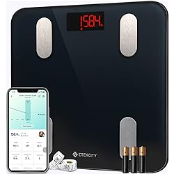 Etekcity Smart Scale for Body Weight, Digital Bathroom Weighing Machine for Fat Percentage BMI Muscle, Accurate Body Composition Analyzer for People, Bluetooth Electronic Measurement Tool, 400lb