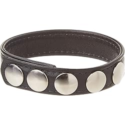 M2m Cock Ring, Leather, 5 Snaps, Black