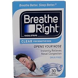 120 Strips Breathe Right Nasal Strips Clear Large for Sensitive Skin