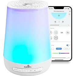 Baby Sound Machine with Night Light, BABYMUST Portable White Noise Machine for Adults Kid Sleeping, 34 Soothing Sounds, Control Remotely via App-WiFi, Sleep Machine for Travel Office Home