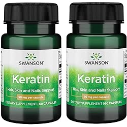 Swanson Keratin From Tibetan Wool - Natural Supplement Promoting Healthy Joints, Hair, Skin & Nails - Helps Nourish Healthy Connective Tissues - 60 Capsules, 50mg Each 2 Pack