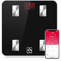 FITINDEX Scale for Body Weight and Fat Percentage, Smart Scale, Digital Bathroom Body Composition Monitor with Bluetooth & App for BMI, Body Fat, Muscle Mass, 400lbs - Black