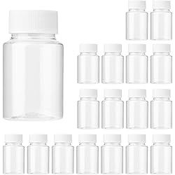 Lamoutor 18Pcs Clear Pill Bottle Plastic Medicine Bottle Empty Reagent Bottle Chemical Containers with Caps for Liquid Solid Powder Medicine 80ML