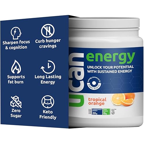 UCAN Orange, Cran Raz, Lemon Keto Energy Powder - Sugar Free Pre Workout Powder for Men & Women Bundle