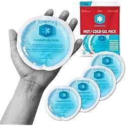 ICEWRAPS - Mini Small Round Reusable Soft Gel Ice Packs | Nipple & Breast Ice Packs for Breastfeeding - Face & Eye Ice Pack - Kids Ice Packs for Boo Boos - Hot Cold Compress for Injuries - 5 Pack