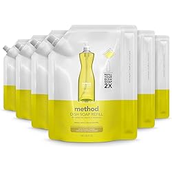 Method Gel Dish Soap Refill, Lemon Mint, 36 Ounces, 6 pack, Packaging May Vary