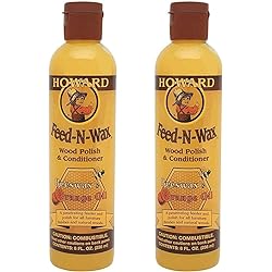 Howard FW0008 Feed-N-Wax Wood Polish and Conditioner, 8-Ounce 2-Pack