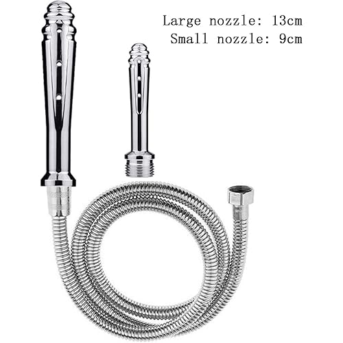 Metal Shower Heads-Deep Shower EnemaBag Cleaning System with 2 nozzles with 59" Shower hoseWith Water Tank Hook