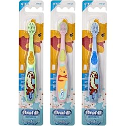 Oral-B Baby Manual Toothbrush, Pooh Characters, 0-3 Years Old, Extra Soft Characters Vary - Pack of 3