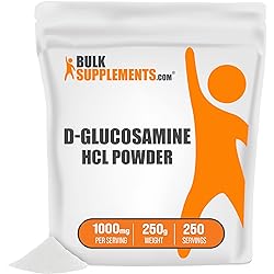 BulkSupplements.com Glucosamine HCl Powder - Dietary Supplement for Joint Health, Glucosamine Supplement - Gluten Free - 1000mg per Serving, 250 Servings 250 Grams - 8.8 oz